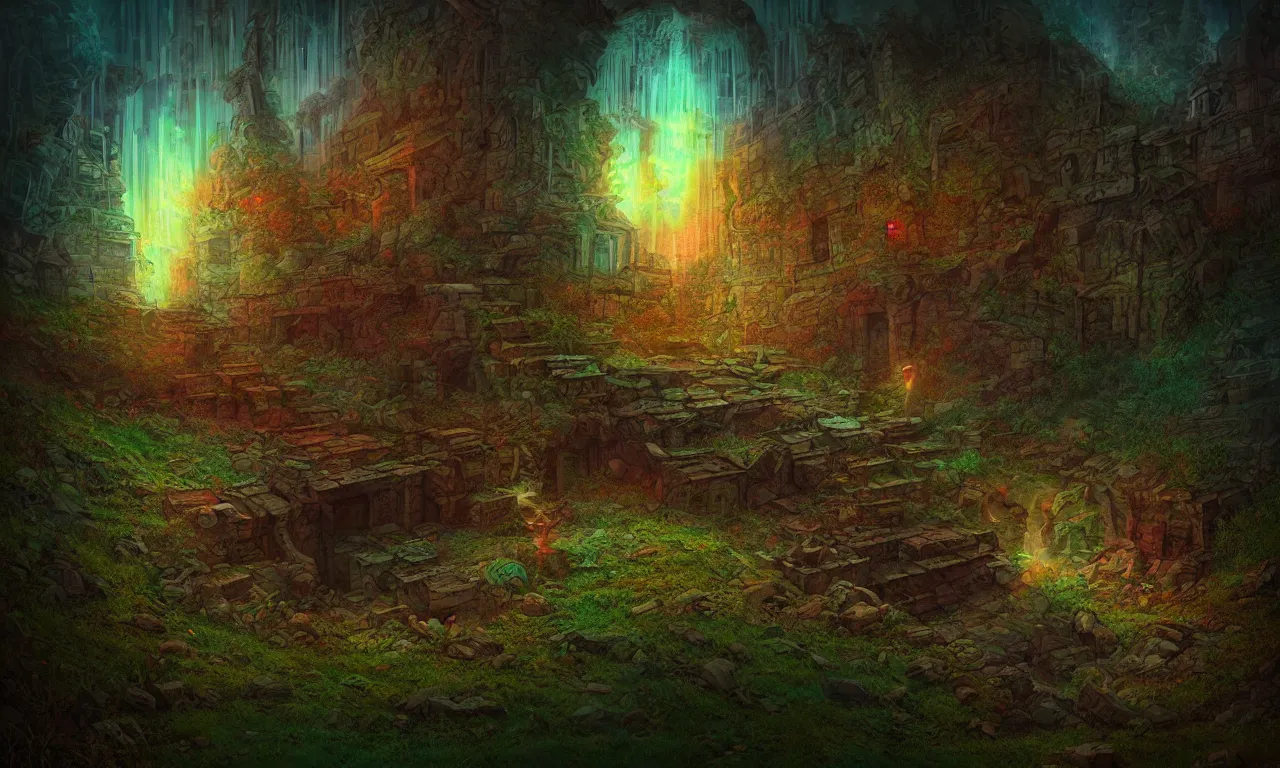 Prompt: kerberos realm, faked ticket, dawn colors, abandoned, ravine, 3 d art, digital illustration, perfect lighting