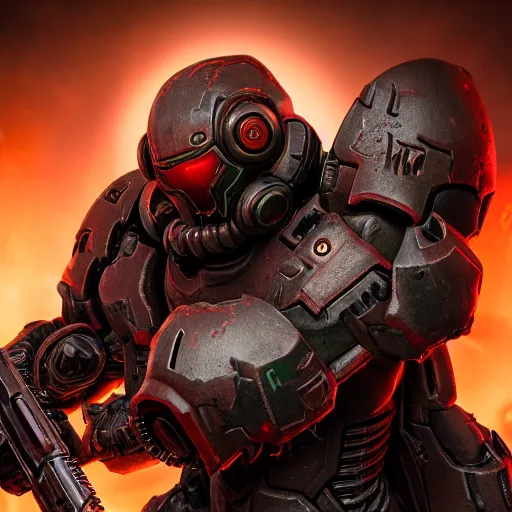 Image similar to doom slayer from doom eternal, photography