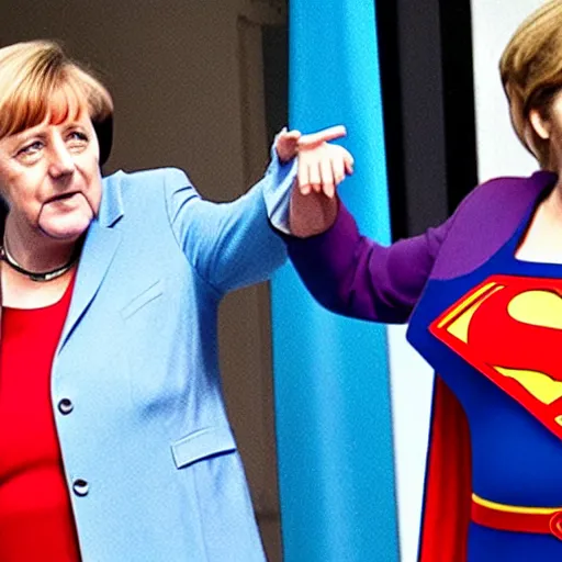 Prompt: angela merkel as superwoman