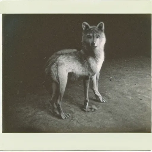Image similar to polaroid of case study of anatomical wolf men full body by Tarkovsky