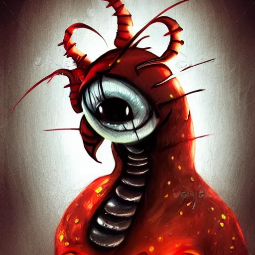 Image similar to 2 d ladybug as a monster, fantasy art style, scary atmosphere, nightmare - like dream