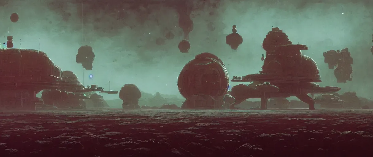 Image similar to illustration, a single scouting spaceship, deep space exploration, the expanse tv series, industrial design, spatial phenomena in the background, atmospheric, cinematic lighting, 4k, greebles, widescreen, wide angle, beksinski, sharp and blocky shapes, simon stalenhag