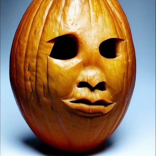 Image similar to gourd carved to look like the face of amber heard