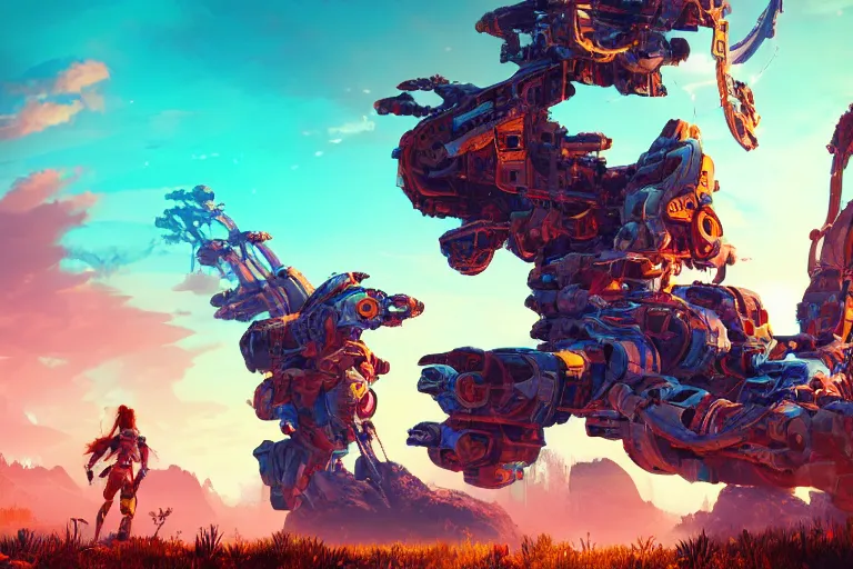 Image similar to scorcher machine mecanical creature robot of horizon forbidden west horizon zero dawn radiating a glowing aura global illumination ray tracing hdr fanart arstation by ian pesty and alena aenami artworks in 4 k