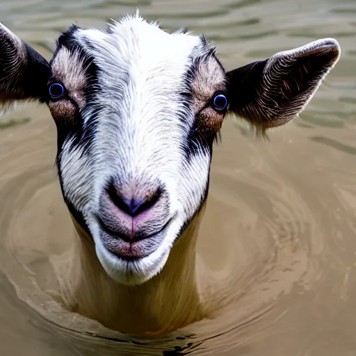 Prompt: a goat under water