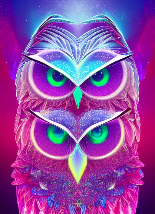 Image similar to symmetry!! product render poster vivid colors divine proportion owl, ice and snow, glowing fog intricate, elegant, highly detailed, digital painting, artstation, concept art, smooth, sharp focus, illustration,