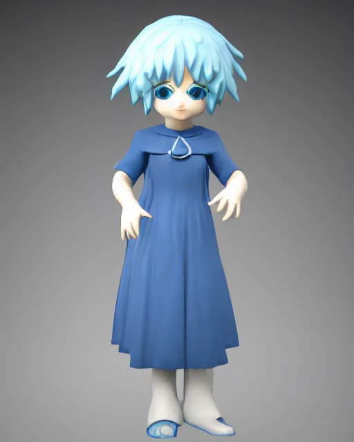 Image similar to full body 3d render of Cirno, studio lighting, white background, blender, trending on artstation, 8k, highly detailed