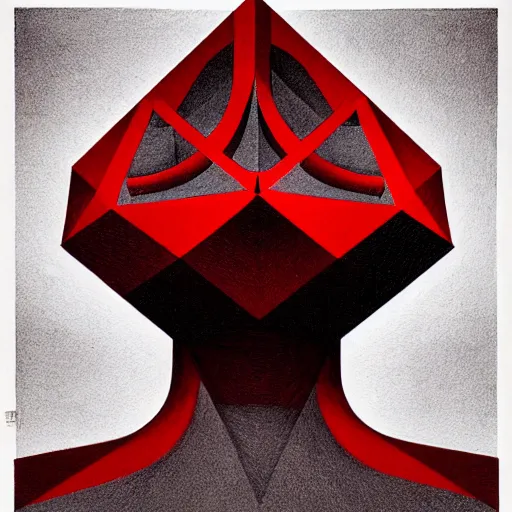 Image similar to red grainy spray effect super conceptual figurative post - morden monumental figurative portrait made by escher and piranesi, highly conceptual figurative art, intricate detailed illustration, illustration sharp geometrical detail, vector sharp graphic, controversial, manga 1 9 9 0