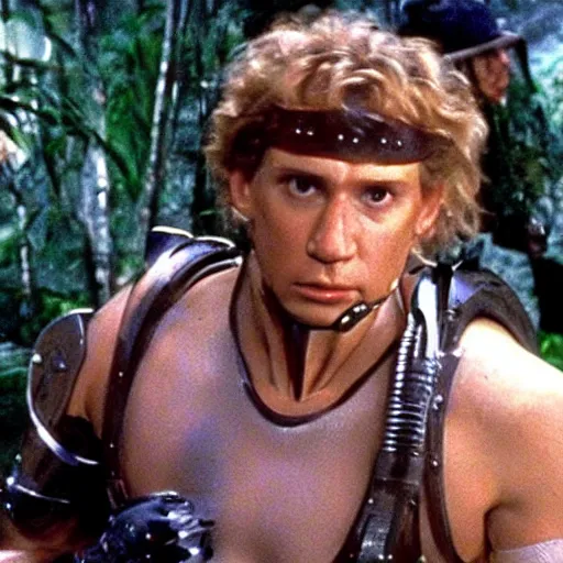 Image similar to a still of from the movie jungle 2 jungle crossover with the movie robocop