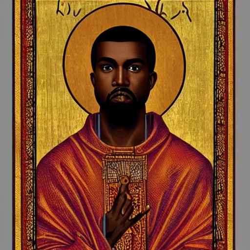 Prompt: saint kanye west byzantine roman vatican art