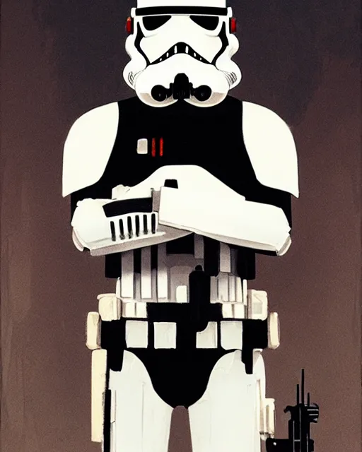 Image similar to portrait of a stormtrooper by greg rutkowski in the style of egon schiele