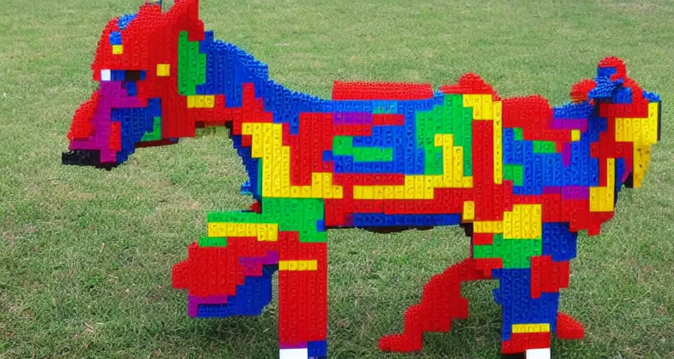 Image similar to horse made out of legos