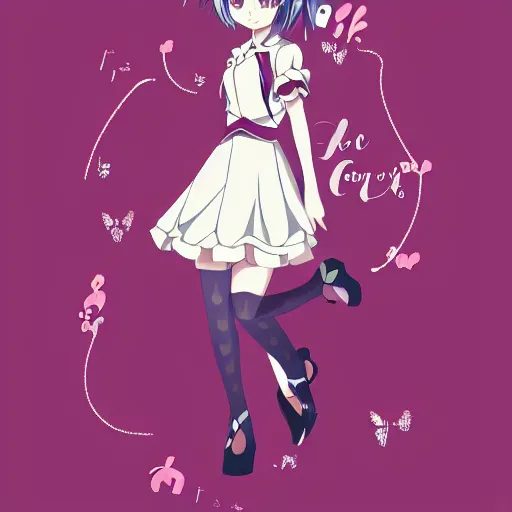 Prompt: a cute girl wearing elegant clothes, anime key visual, typography,