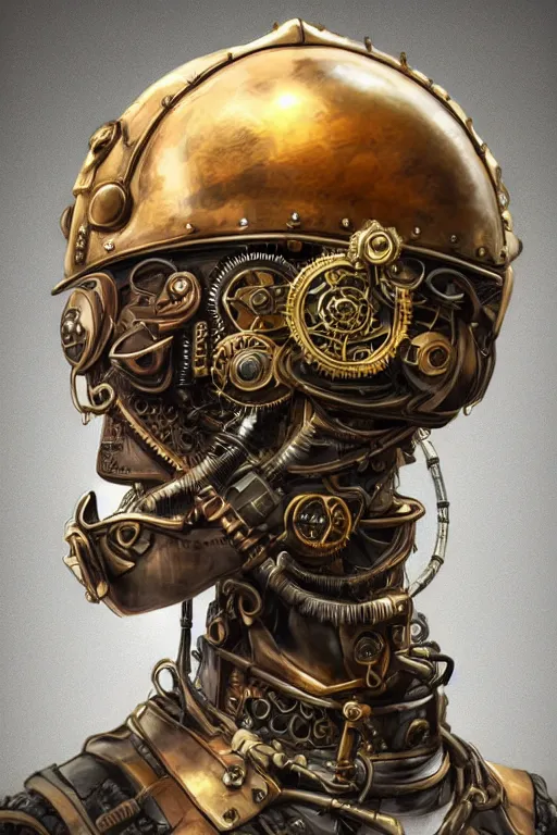 Image similar to steampunk helmet fantasy art mask robot ninja stylized digital illustration sharp focus, elegant intricate digital painting artstation concept art global illumination ray tracing advanced technology chaykin howard and campionpascale and cooke darwyn and davis jack