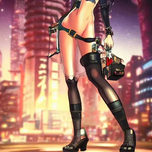 Image similar to full body image of anime girl in mechanic armor in night tokyo by makoto sinkai, fine details, perfect face-H 640