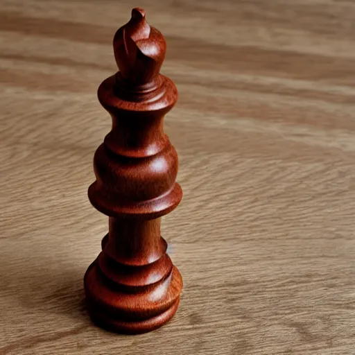 Prompt: king chess piece wooden photograph