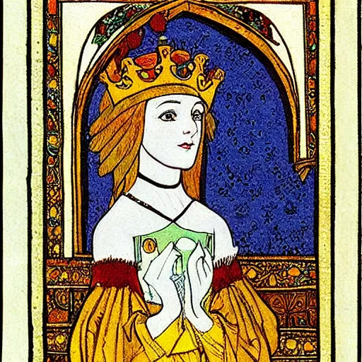 Image similar to beautiful young medieval queen by ivan bilibin