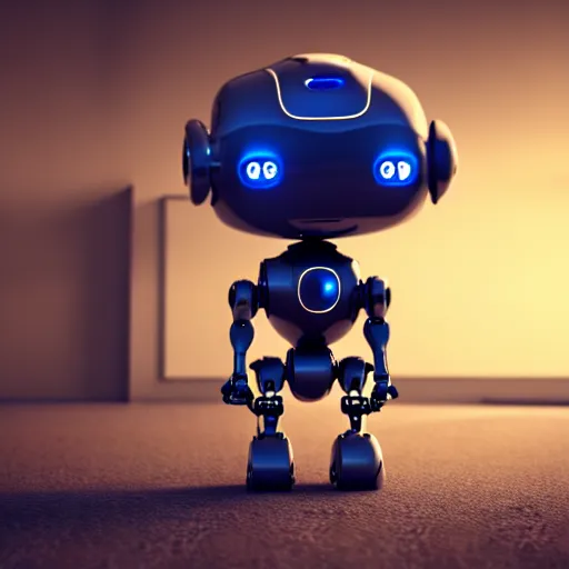 Image similar to a cute little robot. super realistic 8 k render of a dark hooded powerful elegant, cinematic composition