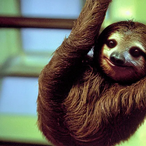 Image similar to portrait of a sloth as neo from the matrix ( 2 0 0 3 ), photo