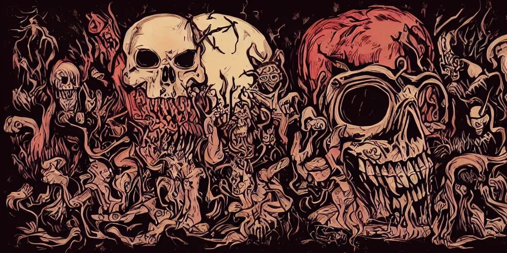 Image similar to dark ritual in lowbrow art style