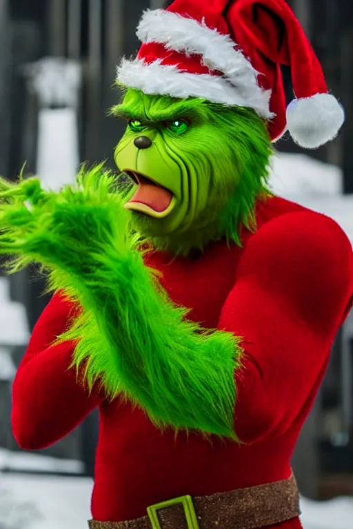 Image similar to The Grinch wearing Ironman's armor