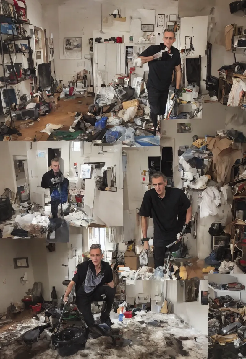 Image similar to jordan peterson is cleaning his filthy room