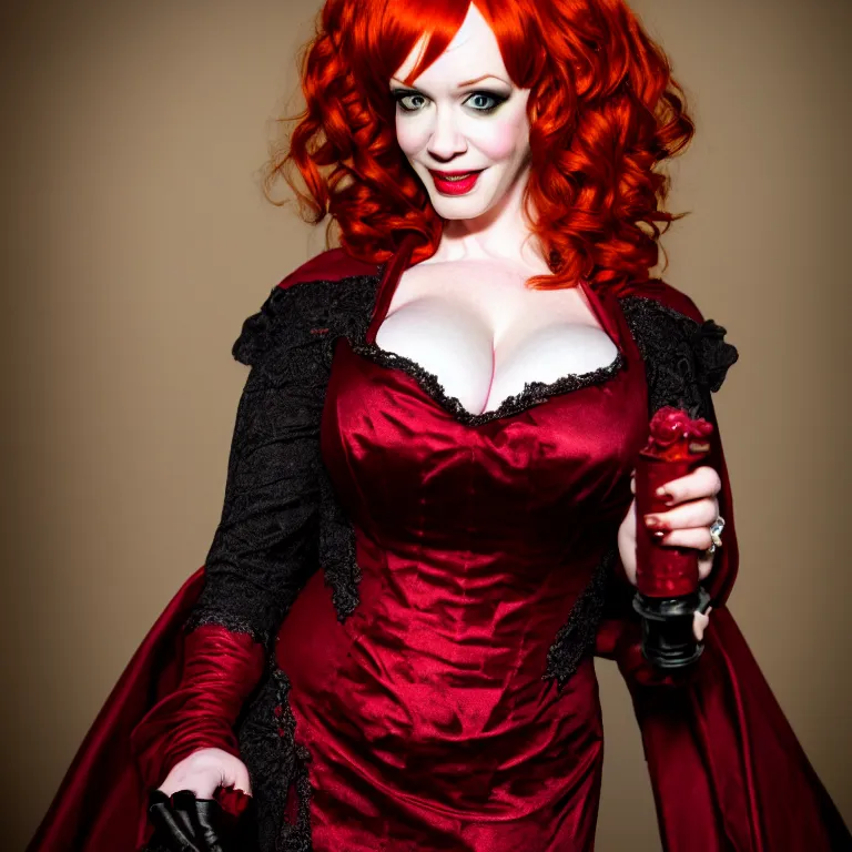 Image similar to full body photograph of christina hendricks as a vampire queen, extremely detailed. dslr. 8 5 mm.