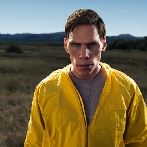 Image similar to Live Action Still of Jerma in Breaking Bad, real life, hyperrealistic, ultra realistic, realistic, highly detailed, epic, HD quality, 8k resolution, body and headshot, film still