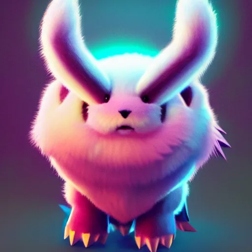 Image similar to a fluffy pokemon:: by beeple and James Gilleard and Justin Gerard :: ornate, dynamic, particulate, intricate, elegant, highly detailed, centered, artstation, smooth, sharp focus, octane render, 3