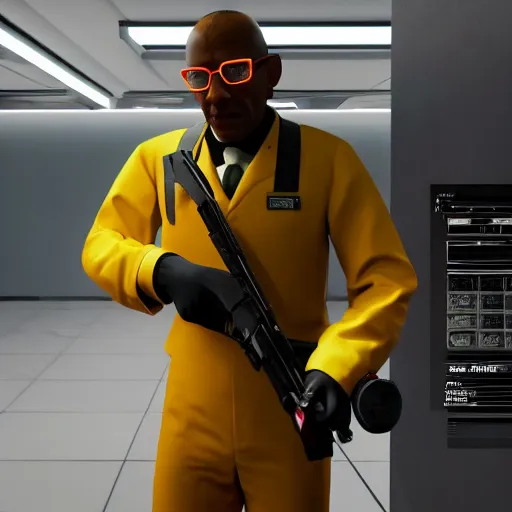 Prompt: Gustavo Fring as a Rainbox six siege operator, 4k, highly detailed