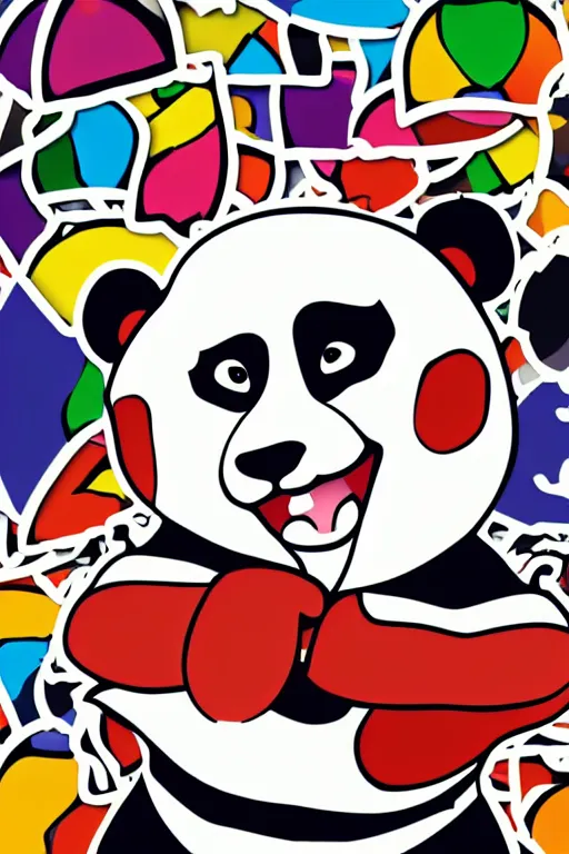 Image similar to Portrait of a panda as a wrestler, sticker, colorful, illustration, highly detailed, simple, smooth and clean vector curves, no jagged lines, vector art, smooth