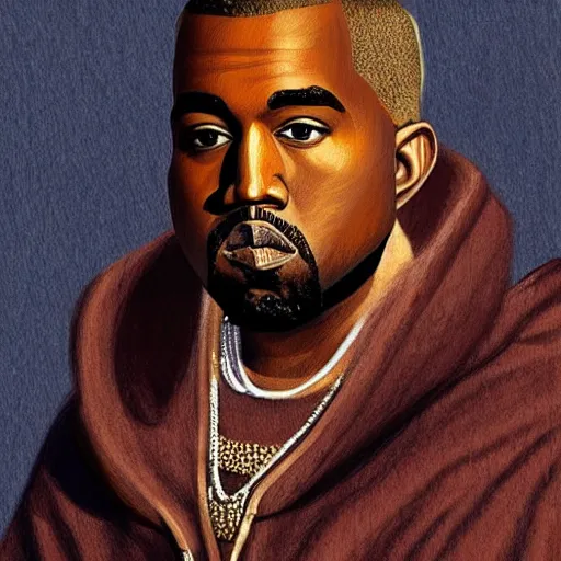 Prompt: Kanye West drawn in the style of a 16th century monarch, portrait, painting, by Picasso