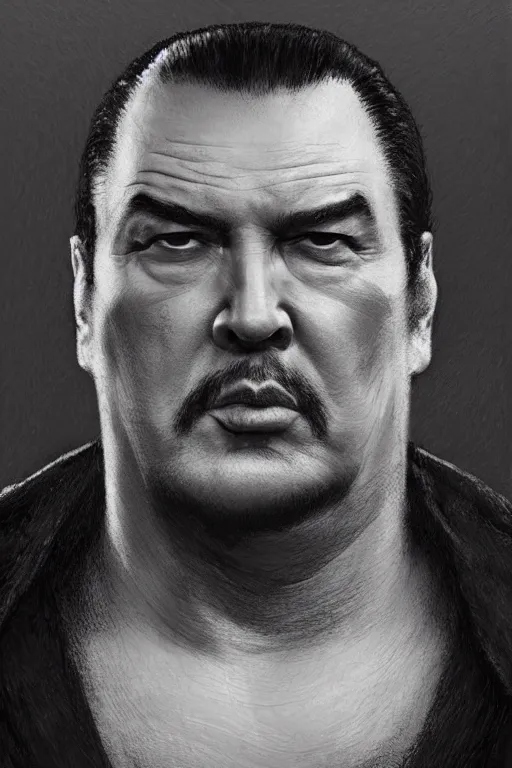 Prompt: sad steven seagal prison mug shot, mug shot, intricate, elegant, highly detailed, digital painting, artstation, concept art, smooth, sharp focus, illustration, art by greg rutkowski, masterpiece, perfect composition, award - winning photography, cgsociety, patriotic!