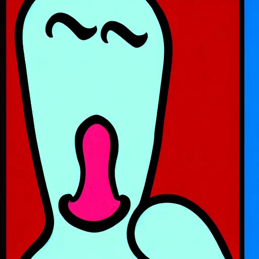 Image similar to cartoon network style, strong chin, big lips, handsome squidward portrait, vivid colors