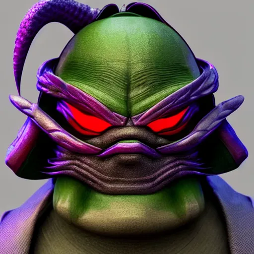 Prompt: Shredder tmnt, bust portrait, art by Eugenia firs ArtStation, Octane render, intricate detail, smooth, sharp focus,