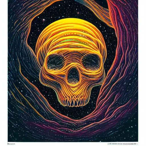 Prompt: ngc 3132 falling waterfall mysterious skull landscape by Casey Weldon, edge of the world, image credit nasa nat geo