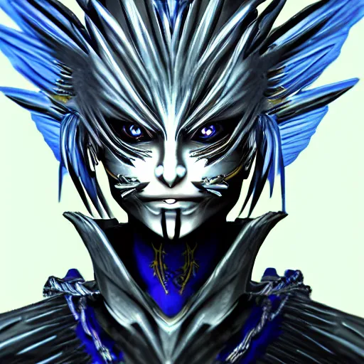 Image similar to a fusion between sephirot and roxas, cyber style, by hr giger, in the style of kingdom hearts, 4 k, hyper detailed, hyperrealism no artifacts