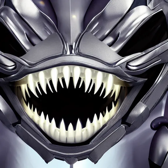 Image similar to close up mawshot of a cute elegant beautiful stunning anthropomorphic female robot dragon, with sleek silver metal armor, glowing OLED visor, facing the camera, the open maw being highly detailed and soft, with a gullet at the end, you looking into the maw, food pov, micro pov, vore, digital art, pov furry art, anthro art, furry, warframe art, high quality, 3D realistic, dragon mawshot, maw art, macro art, micro art, dragon art, Furaffinity, Deviantart, Eka's Portal, G6