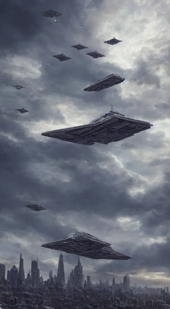 imperial star destroyer hovering in the sky over | Stable Diffusion ...