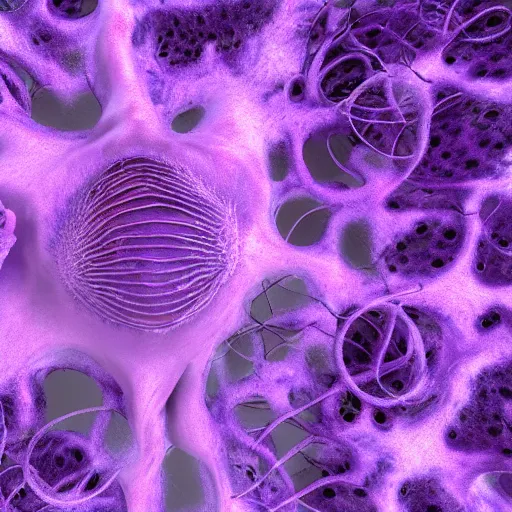 Image similar to a beautiful portrait of a mycelium alien, tints of purple, rendered in blender, by piter pol rubens