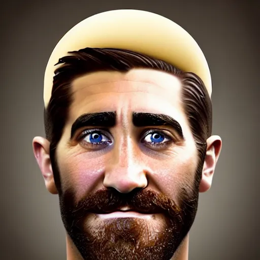 Image similar to food photography of jake gyllenhaal's face fused with halloumi cheese ( ( white halloumi cheese hybrid with jake gyllenhaal face ) ), jake gyllenhaal sentient cheese man, by greg rutkowski