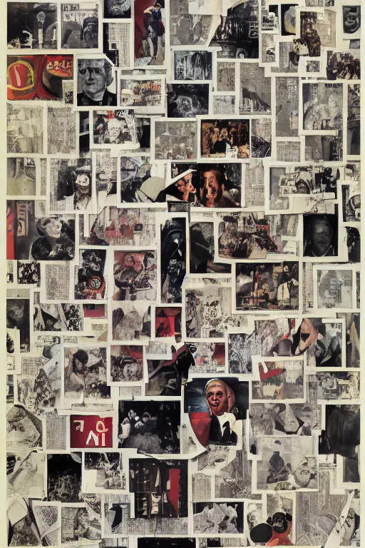 Image similar to life without ammo by richard hamilton and mimmo rotella and violet polsangi, photo realistic, human face details, old photo scattered, old magazine scattered, old newspaper scattered, pop art, incrinate, sharp focus, symmetrical, pararel, justify content center, random content, balance and proportional, cleanest image, white frame border