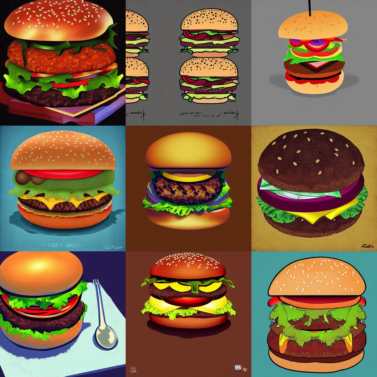 Prompt: burger, digital art by felix coldgrave