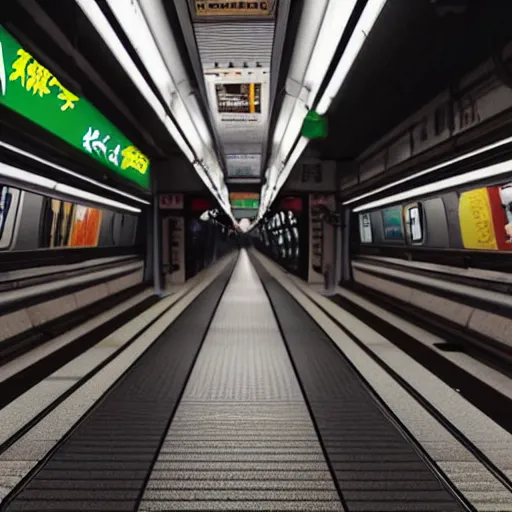 Image similar to a subway ride in tokyo at night, hyper realistic, very detailed, cinematic