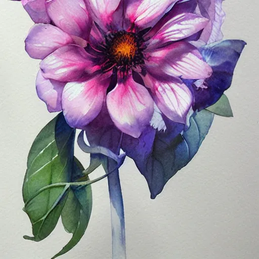 Prompt: watercolor flower, by marco mazzoni, by eiko, n 9