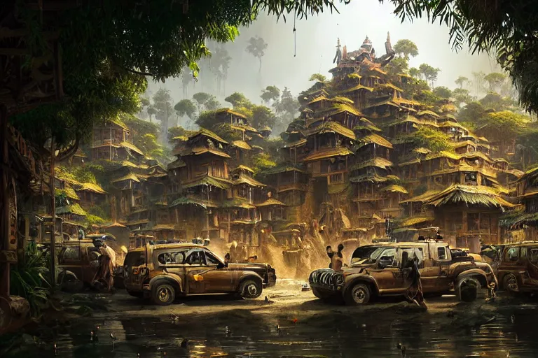 monkey village, hyper detailed, digital art, Stable Diffusion OpenArt