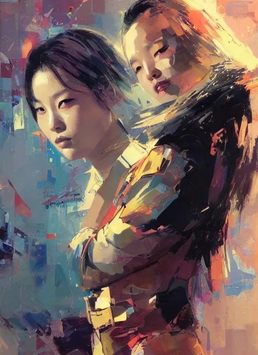 Prompt: Lee Jin-Eun by John Berkey and Vincent Di Fate, rule of thirds, seductive look, beautiful, in intergalactic hq, ethereal lighting, smooth, visually stunning