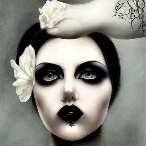 Prompt: pale goth beauty, realism