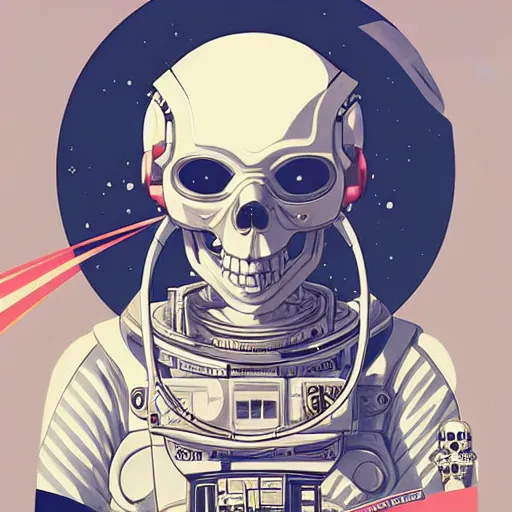 Prompt: anime manga skull portrait young woman astronaut in space, skeleton, intricate, elegant, highly detailed, digital art, ffffound, art by JC Leyendecker and sachin teng