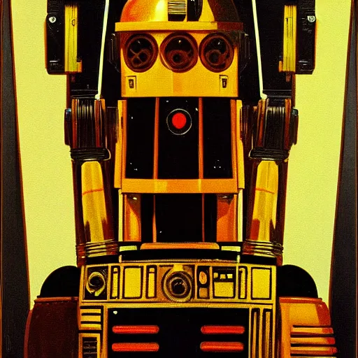 Prompt: painting of c - 3 p 0 by ralph macquarrie, concept art